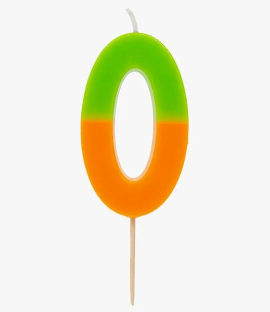 Orange and Green Birthday Number Candle - 0 by Talking Tables