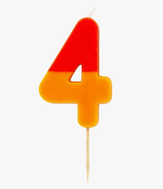 Orange and Red Birthday Number Candle - 4 by Talking Tables