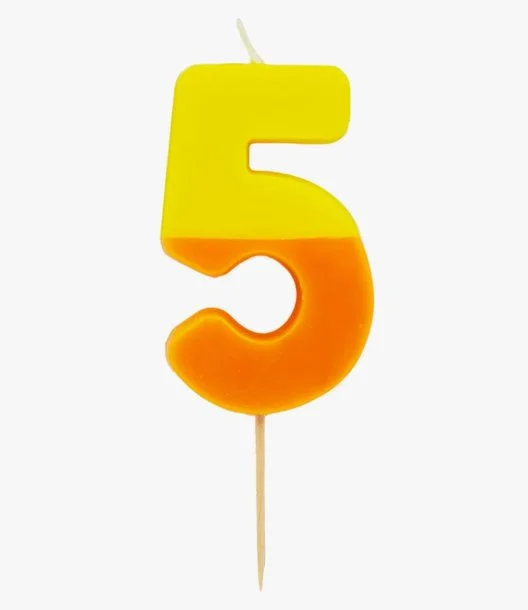 Orange and Yellow Birthday Number Candle - 5 by Talking Tables