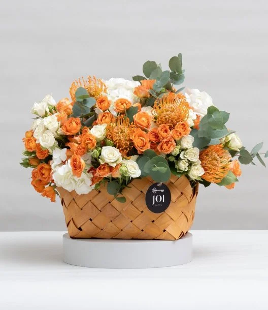 Orange Roses Flower Basket