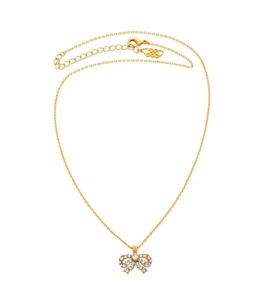 Petite Antoinette Bow Necklace- Crystal (Gold) By Lily & Rose