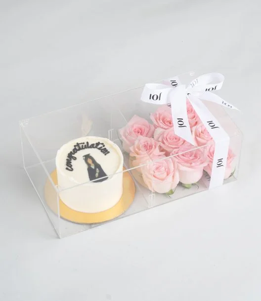Pink Roses and a graduation cake Bundle