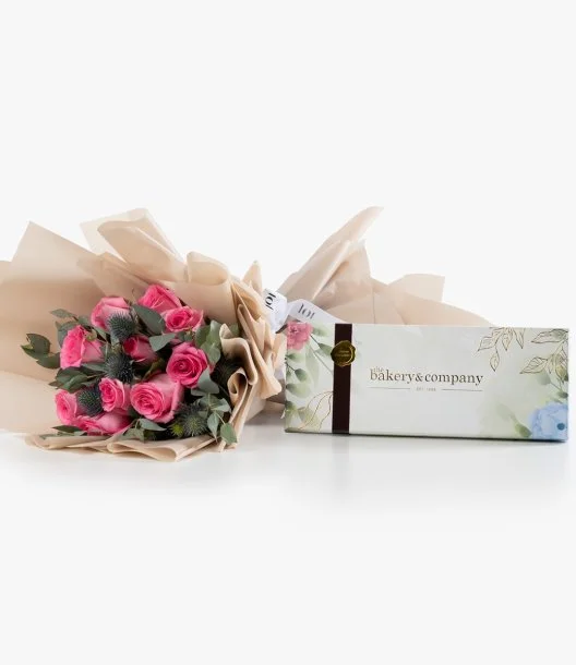 Pink Roses and Premium Truffle by Bakery & Company Bundle 