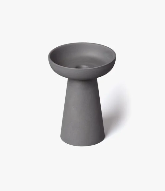 Porcini Pillar & Taper Candle Holder - Charcoal Matte Ceramic - Large
