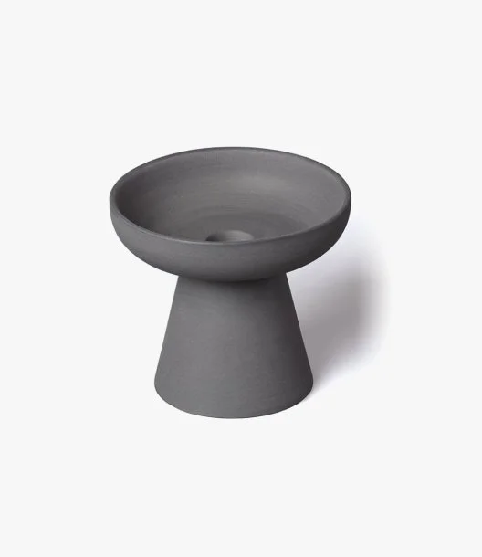 Porcini Pillar & Taper Candle Holder - Charcoal Matte Ceramic - Medium