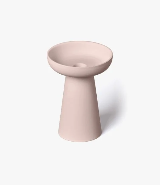 Porcini Pillar & Taper Candle Holder - Soft Pink Matte Ceramic - Large