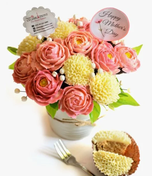 Premium Peony Bliss Cupcake Bouquet by Sweet Celebrationz