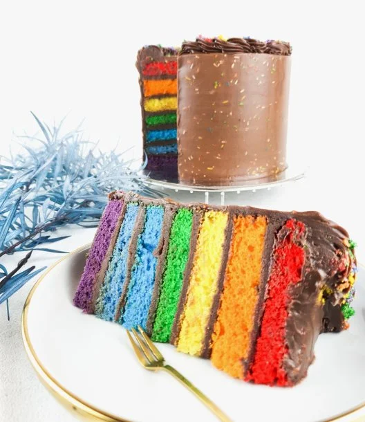 Rainbow Cake with Chocolate Ganache by Sugaholic