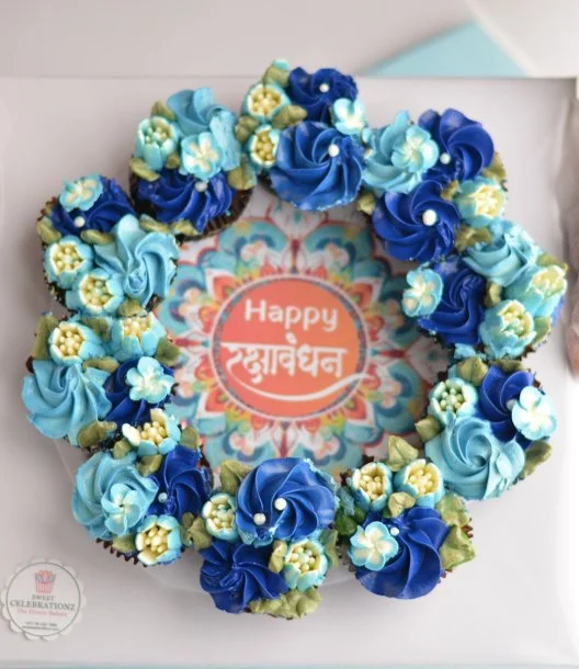 Rakhi Cupcake Wreath Arrangement by Sweet Celebrationz