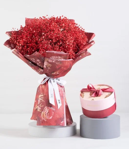 Red Gypsophilia Hand Bouquet & Brand Mix by Hanovarian Bundle