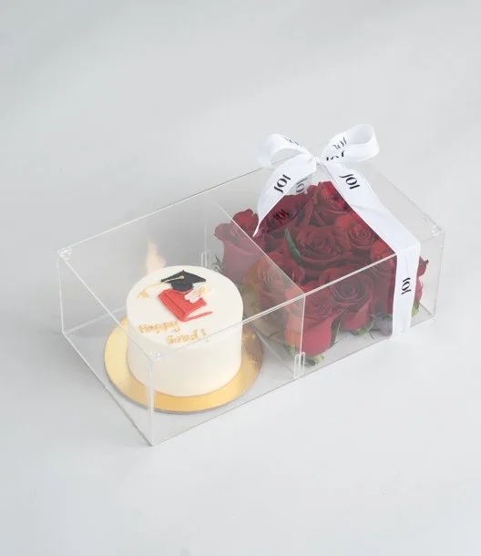 Red Roses and a graduation cake Bundle