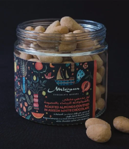 Roasted Almonds Covered in Aseeda White Chocolate By Mirzam