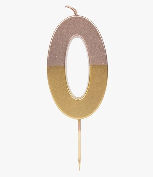 Rose Gold Dipped Number Candle - 0 by Talking Tables