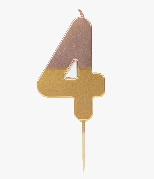 Rose Gold Dipped Number Candle - 4 by Talking Tables