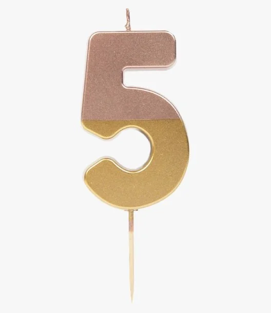 Rose Gold Dipped Number Candle - 5 by Talking Tables