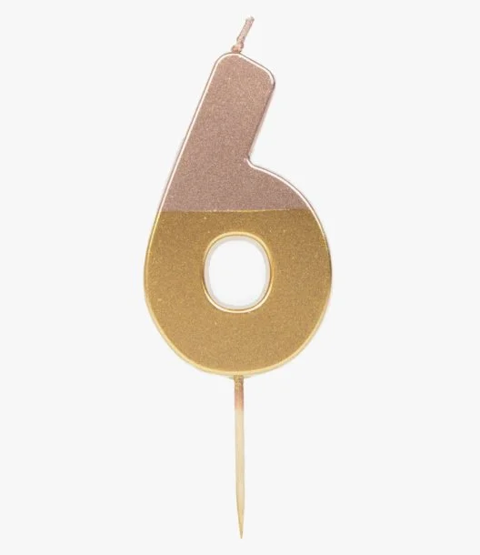 Rose Gold Dipped Number Candle - 6 by Talking Tables