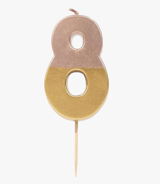 Rose Gold Dipped Number Candle - 8 by Talking Tables