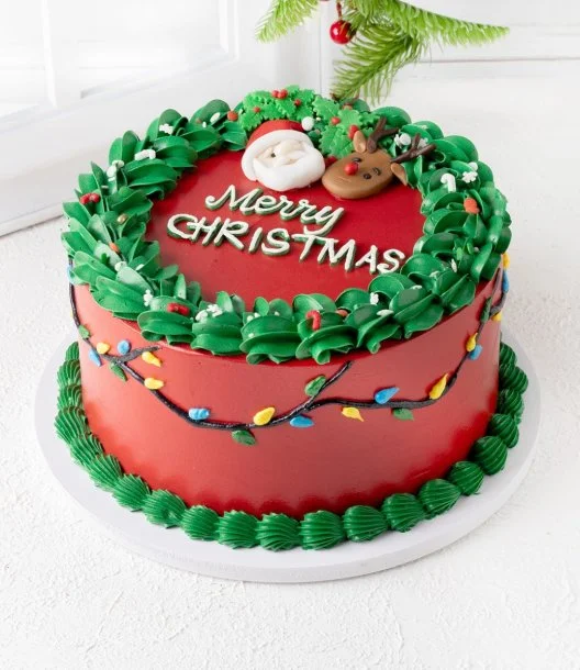 Santa & Rudolph Christmas Cake 1.5 kg by Cake Social