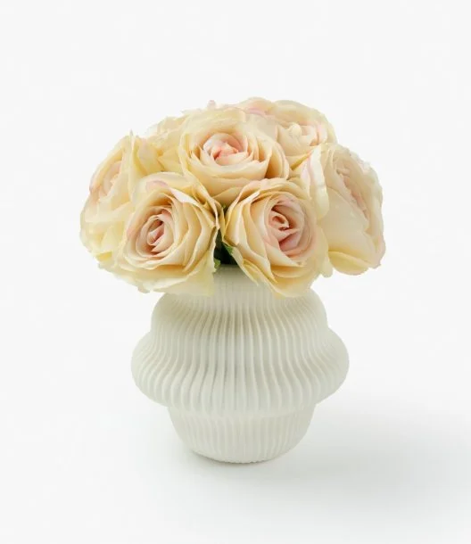 Soft Pink Pink Roses Artificial Flower Arrangement in Ceramic Vase