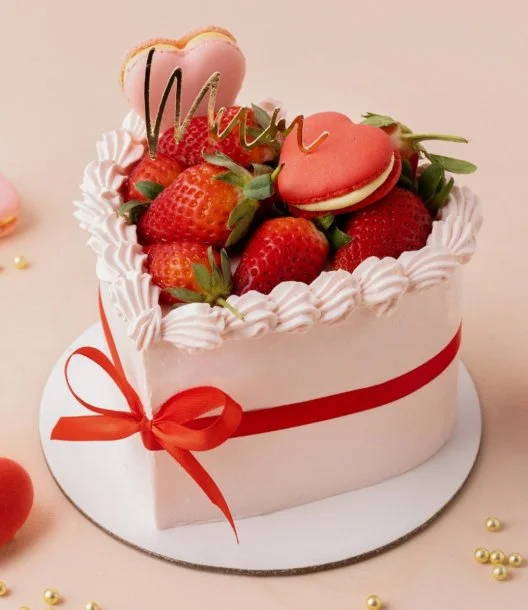 Strawberry & Hearts Mother's Day Mini Cake by Cake Social