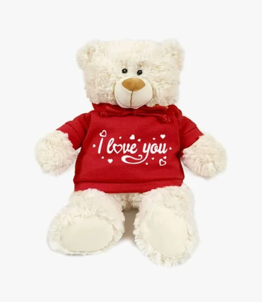Teddy Bear in Red Hoodie "I Love You" by Fay Lawson
