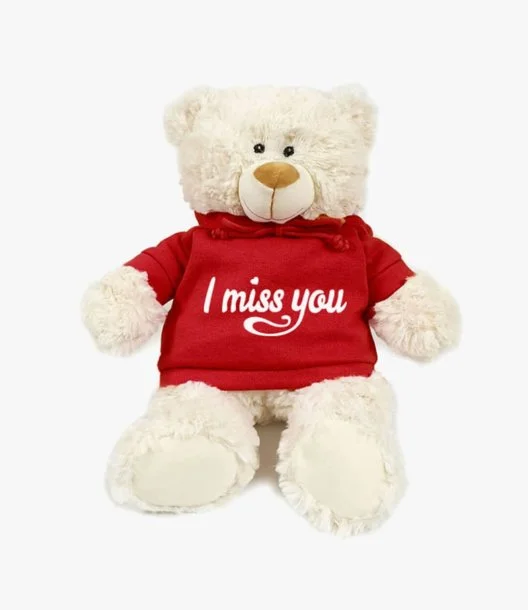 Teddy Bear 38cm in Red Hoodie "I Miss You" by Fay Lawson