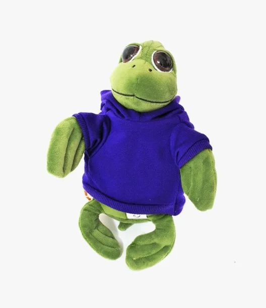 Green Turtle with Blue Hoodie 20cm by Fay Lawson