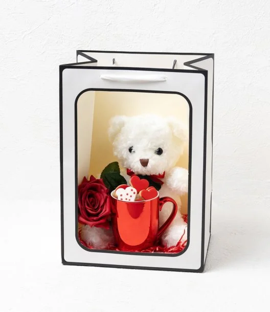 Valentine's Teddy Bear with Mug and Cookies by Cake Social