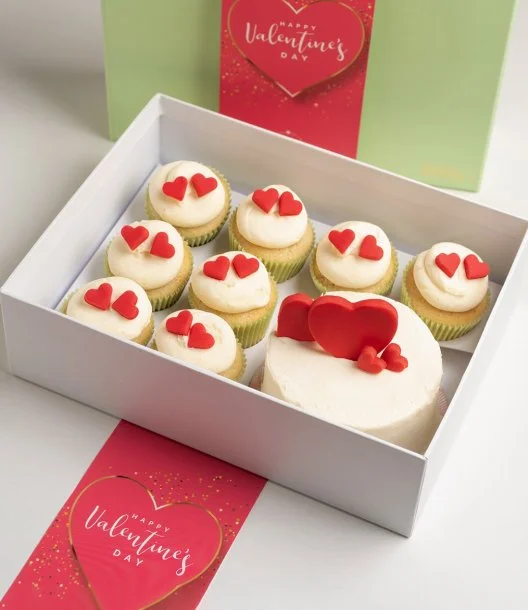 Valentines Mini Cake and Cupcakes Served Box by Sugar Daddy-Chocolate