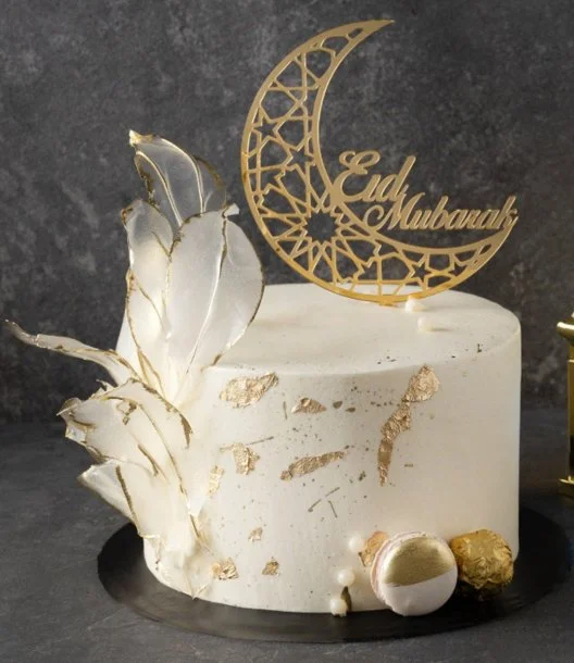 White and Gold Eid Cake 1.5 kg by Cake Social