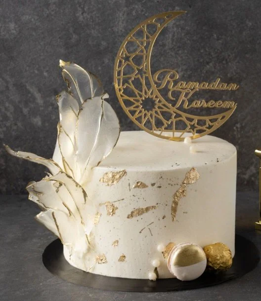 White and Gold Ramadan Cake 1.5 kg by Cake Social