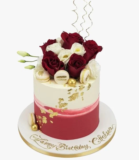 White & Red Roses Cake by Cake Social
