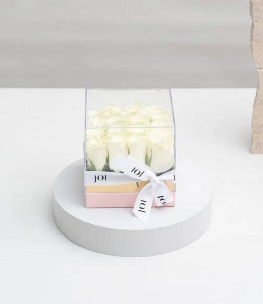 White Rose Square Acrylic Box