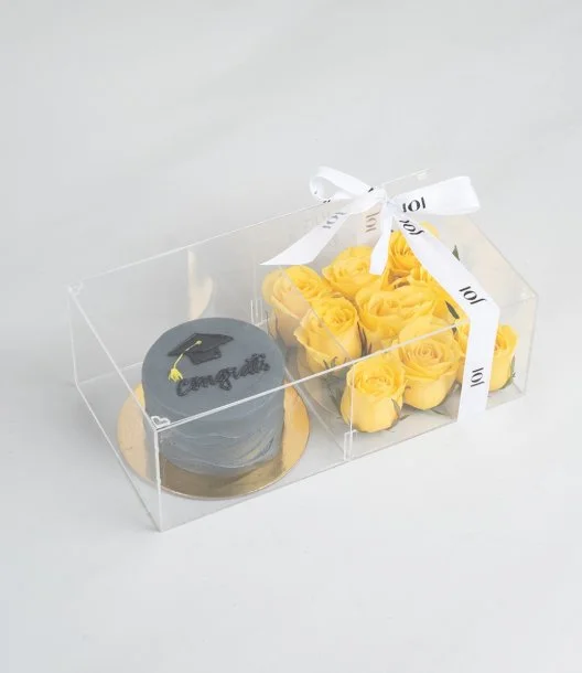 Yellow Roses and a graduation cake Bundle 