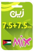 Zain Mix Recharge Card - JOD 7.5 + 7.5