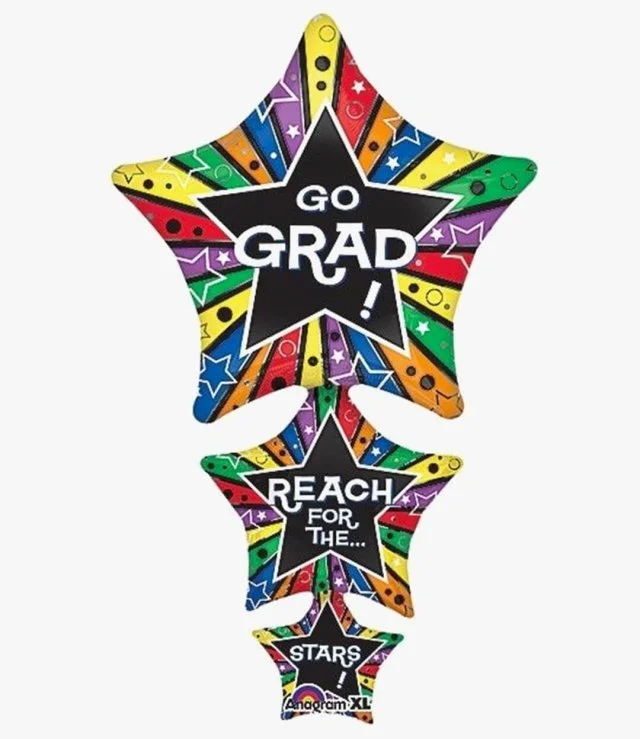 Go Grad! Reach for the Stars!' Trio Helium Balloon 