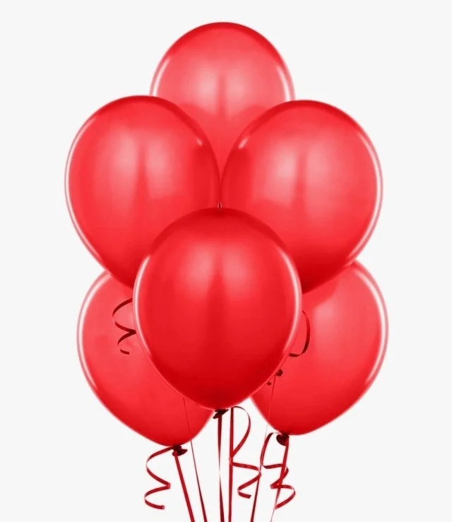 Red Solid Helium Latex Balloons (6) 