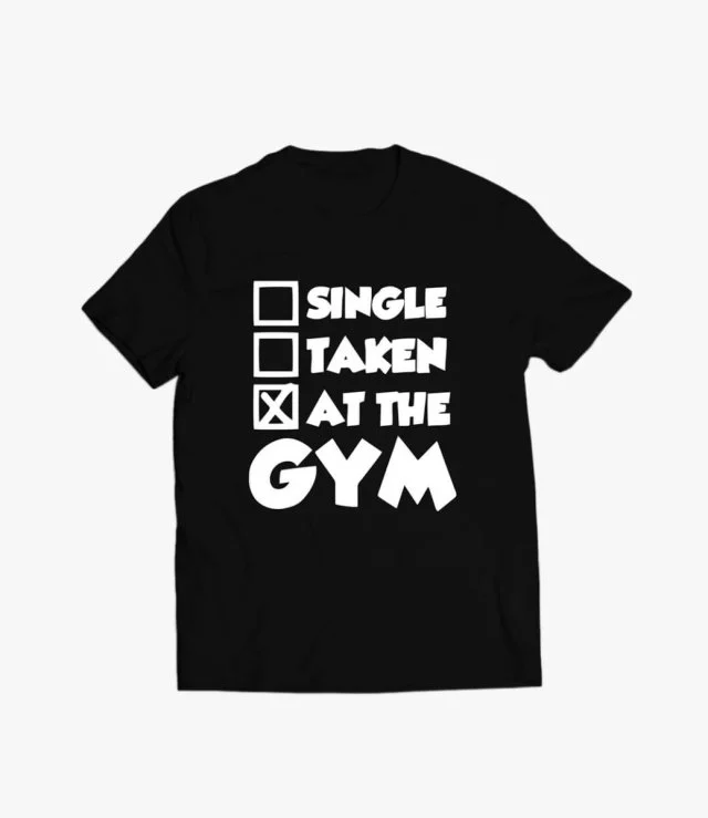 Men's Black Printed T-shirt with Writing At the Gym