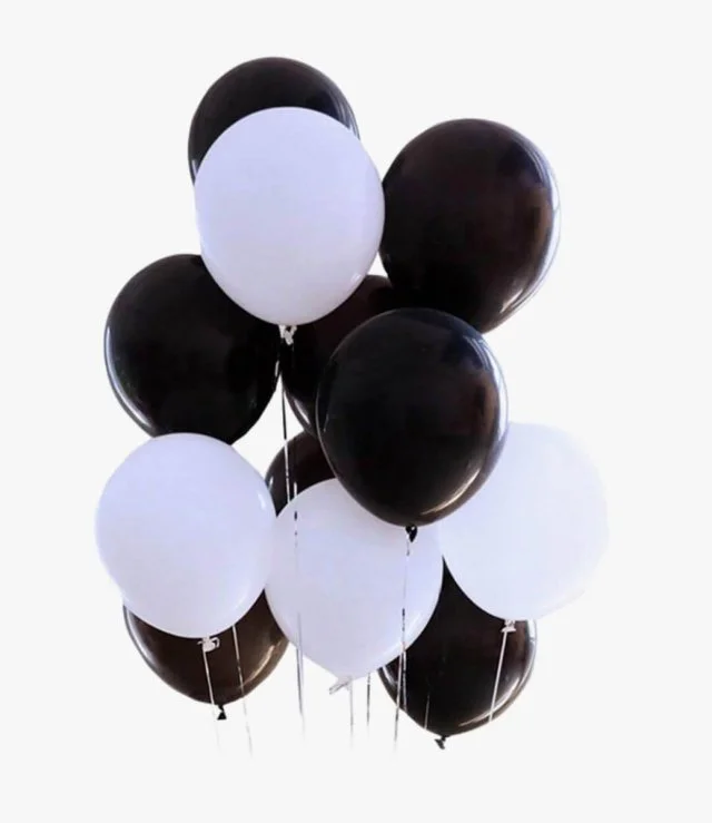 12 inches Black and White Latex Balloon Pack of 12pcs
