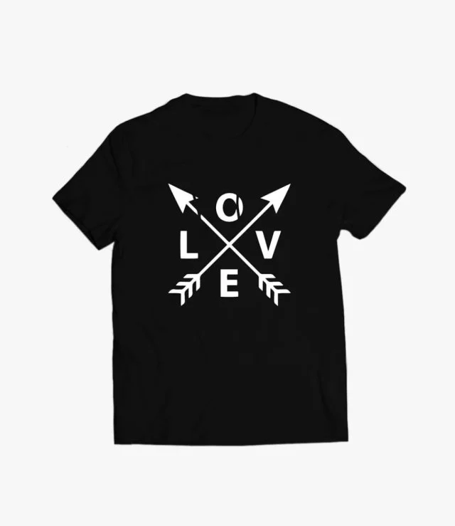 Men's Black Printed T-shirt with Writing LOVE