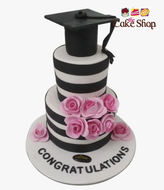 Floral Graduation 3D Cake