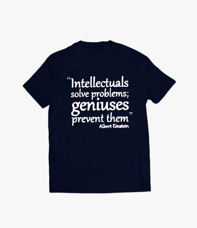 Men's Black Printed T-shirt with Writing Geniuses