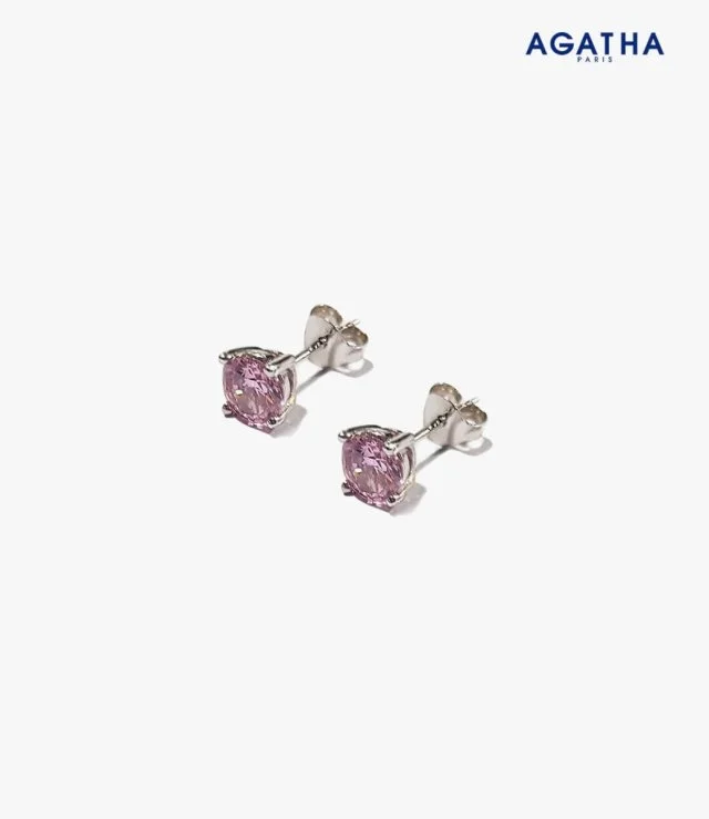 Claw-Set Cubic Zirconia 6mm Pink Earrings