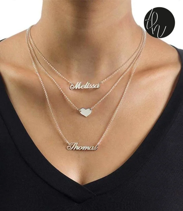 2 Names & heart Necklace 