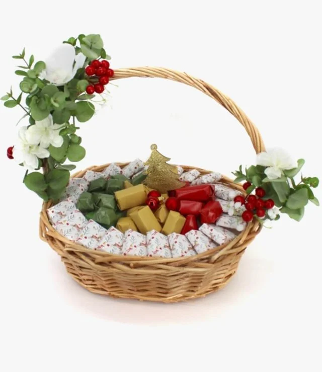 Christmas Tree Floral Chocolate Medium Basket