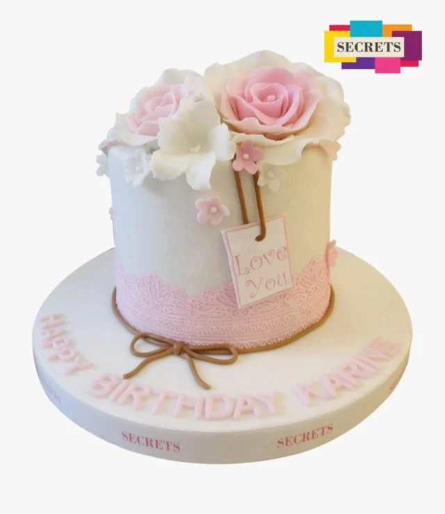 Pink and White Flowers Cake by Secrets 