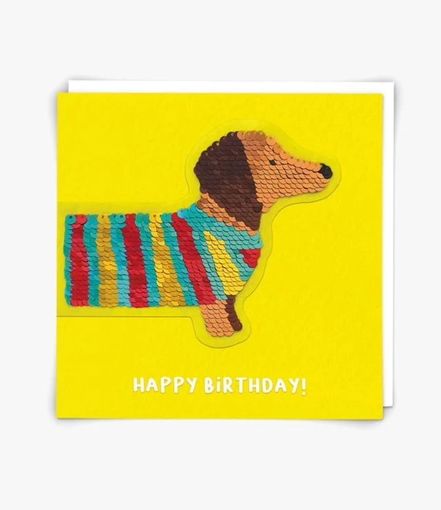 "Sequin Dog" Contemporary Greeting Card by Redback