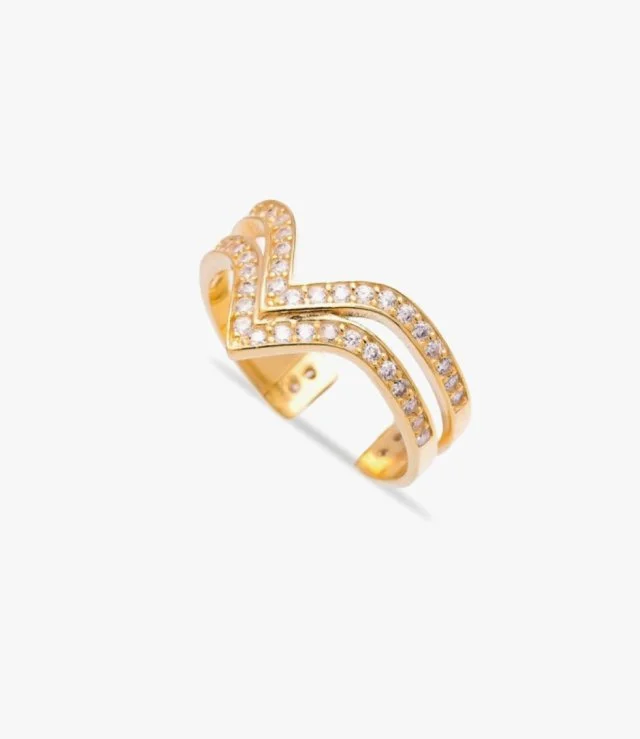 Gold-plated Ring With Genuine Zirconium