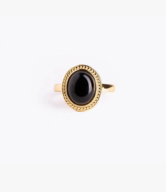 Agate Gold Stone Ring