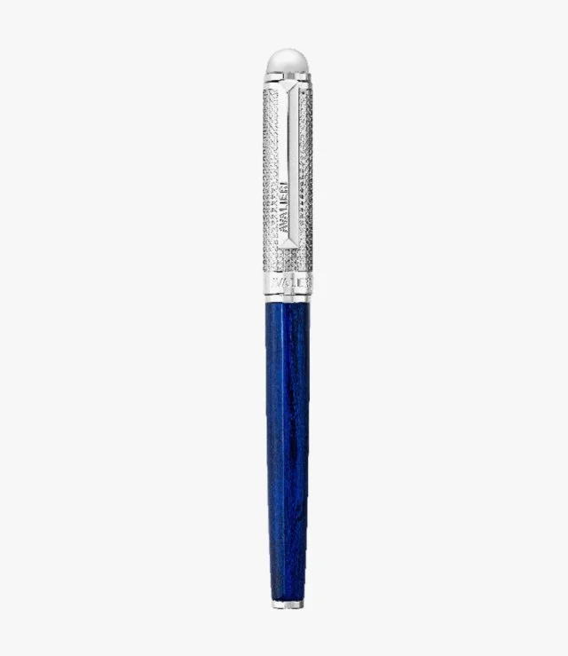 Avalieri Men's Silver & Blue Fancy Pen